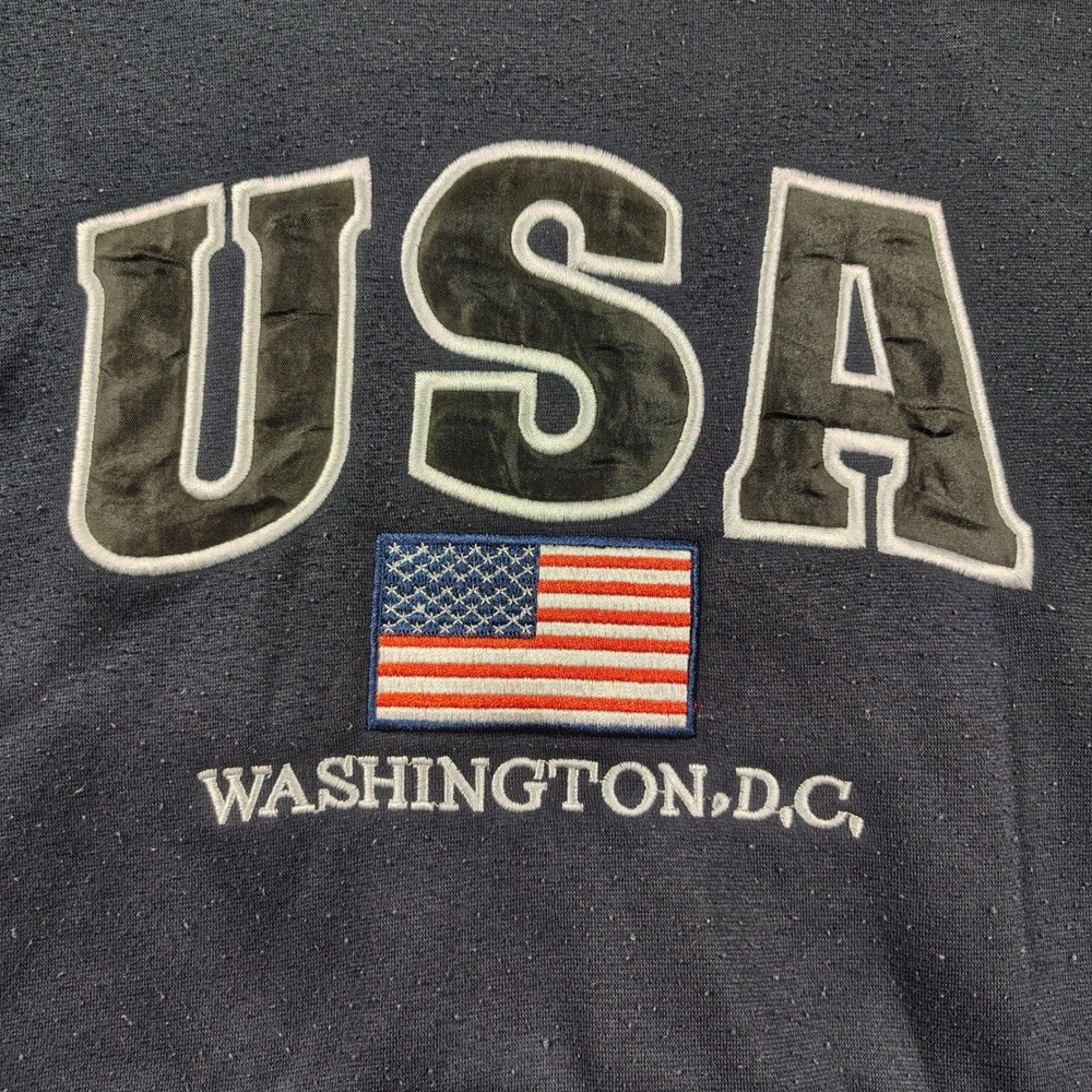 USA Washington DC Mens-Womens Hoodie large Blue‎ Embroidered Logos - Picture 2 of 9